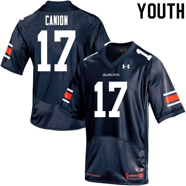 Youth Auburn Tigers #17 Elijah Canion Navy 2020 College Stitched Football Jersey